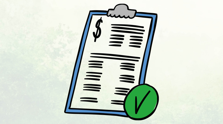 Graifks tegning af papir med dollartegn og tekstlinjer